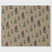 Rustikale Kraft Winter Woodland Spruce Trees Matte Geschenkpapier (Flach)