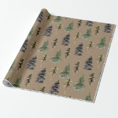 Rustikale Kraft Winter Woodland Spruce Trees Matte Geschenkpapier (Ungerollt)