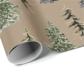 Rustikale Kraft Winter Woodland Spruce Trees Matte Geschenkpapier (Rolleneckpunkt)