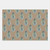 Rustikale Kraft Winterwald Blaue Spruce Bäume Geschenkpapier Set (Vorderseite 3)