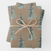 Rustikale Kraft Winterwald Blaue Spruce Bäume Geschenkpapier Set (Beispiel)