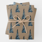 Rustikale Kraft Winterwald Blaue Spruce Bäume Geschenkpapier Set (Beispiel)