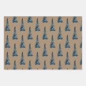 Rustikale Kraft Winterwald Blaue Spruce Bäume Geschenkpapier Set (Vorderseite)