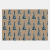 Rustikale Kraft Winterwald Blaue Spruce Bäume Geschenkpapier Set (Vorderseite)
