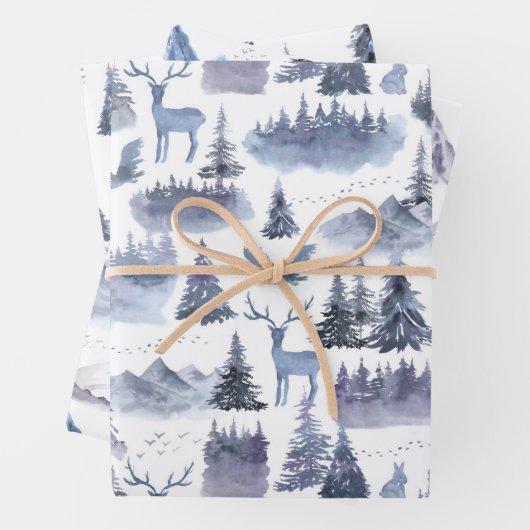 Rustikale Kraft Winterwald-Waldbaumen Geschenkpapier Set (Beispiel)