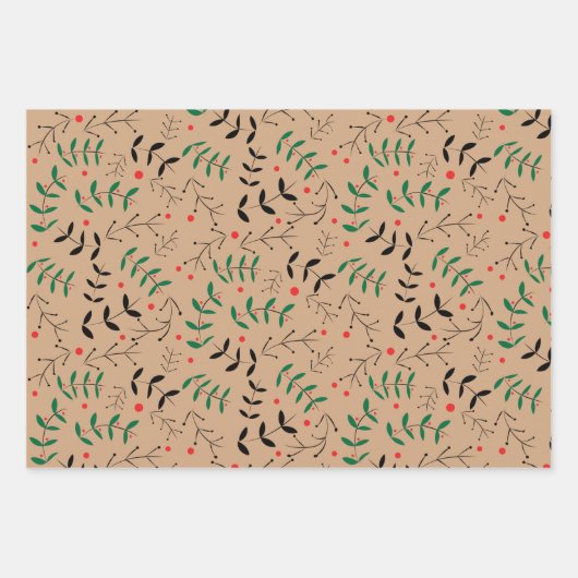 Rustikale Kraft Winterwaldlandgrün Geschenkpapier Set (Vorderseite 2)