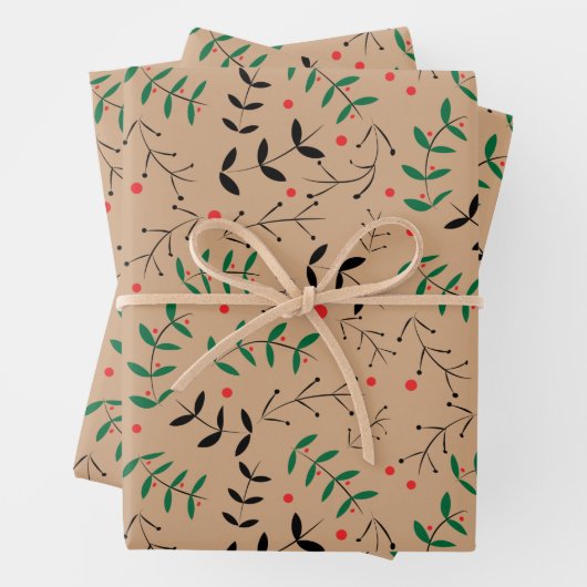 Rustikale Kraft Winterwaldlandgrün Geschenkpapier Set (Beispiel)