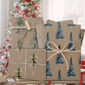 Rustikale Kraft Winterwaldlandspruce Cedar Pine Geschenkpapier Set