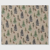 Rustikale Kraft Winterwaldlandspruce Tree & Deer Geschenkpapier (Flach)