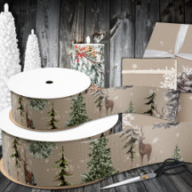 Rustikale Kraft Winterwaldlandspruce Tree Rentier