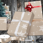 Rustikale Kraft Winterweiße Schneeflocken glänzen Geschenkpapier