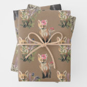 Rustikale Kraft Woodland Baby Animes Fox Bear Wolf Geschenkpapier Set (Beispiel)