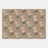 Rustikale Kraft Woodland Baby Animes Fox Bear Wolf Geschenkpapier Set (Vorderseite)