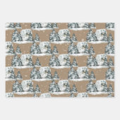 Rustikale Kraft Woodland Winter Chalet House Szene Geschenkpapier Set (Vorderseite 2)