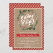 Rustikale Kraft-Wraath Weihnachtsfeiertag Einladun Einladung (Vorne/Hinten)