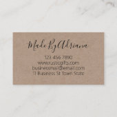 Rustikale Kraft, zentriert Kerze und Sojabaum Visitenkarte (Rückseite)