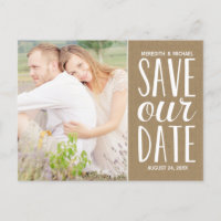 Rustikale Kraftpapier-Foto-Save-the-Date-Karte