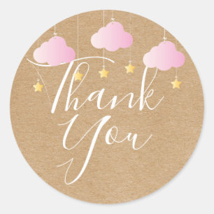 Rustikale Kraftpapier-Twinkle-Twinkle-Dankeschön-B Runder Aufkleber