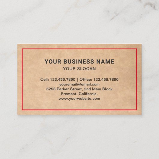 Rustikale Krafträder Visitenkarte (Rückseite)