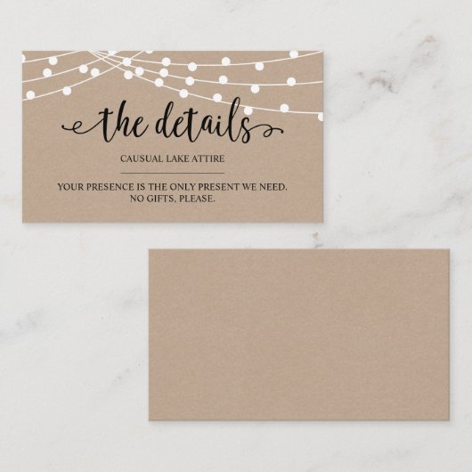 Rustikale Kraftsacklampen, Unsere Details, Website Begleitkarte (Vorne/Hinten)