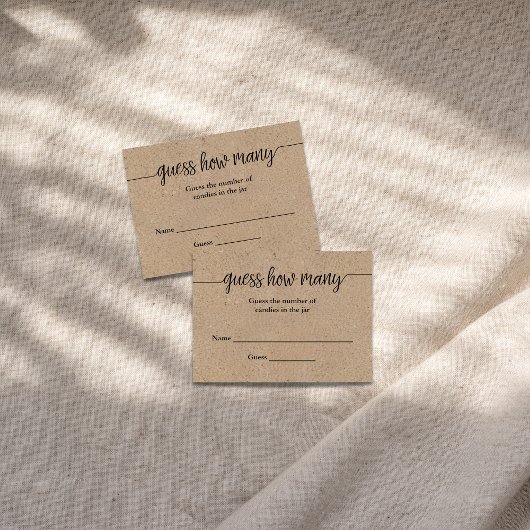 Rustikale Kraftschrift rät wie viele Spielkarten Begleitkarte