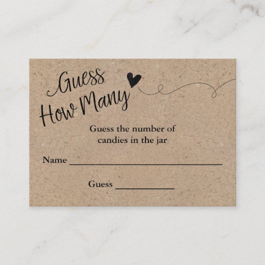 Rustikale Kraftschrift rät wie viele Spielkarten Visitenkarte (Vorderseite)