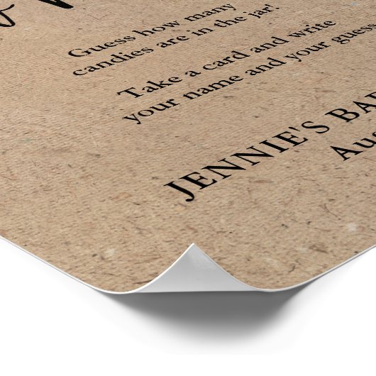 Rustikale Kraftskripte schätzen, wie viele Spielda Poster (Ecke)