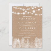 Rustikale Kraftwinters-Saitenlichter Waldhochzeit Einladung (Vorderseite)