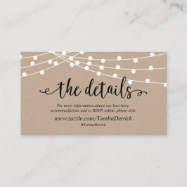 Rustikale Kraftzeichenlampen, Unsere Details, Webs Begleitkarte