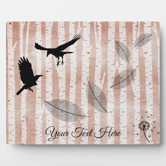 Rustikale Krähen im Weißen Birkenwald Fotoplatte (Vorderseite)