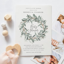 Rustikale Kranz-Babydusche Einladung