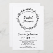 Rustikale Kranz-Brautdusche Einladung (Vorne/Hinten)