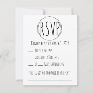 Rustikale Kranz Hochzeit RSVP Karte