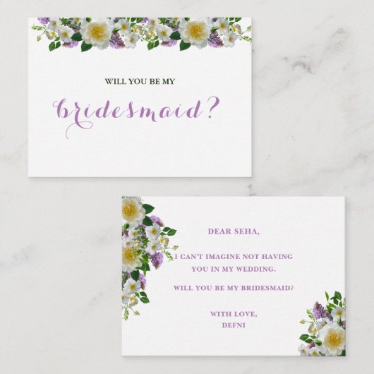 Rustikale Kranzblüte wird meine Brautjungfrau sein Begleitkarte (Vorne/Hinten)