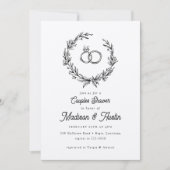 Rustikale Kranzring-Paare Einladung (Vorderseite)