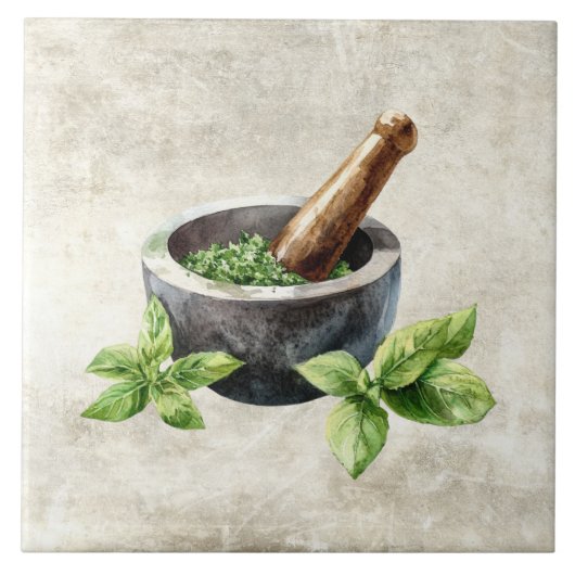 Rustikale Kräuter Aquarelle Fliese (Vorderseite)