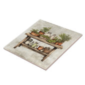 Rustikale Kräuter & Gewürze Holzhocker Aquarelle Fliese (Seite)