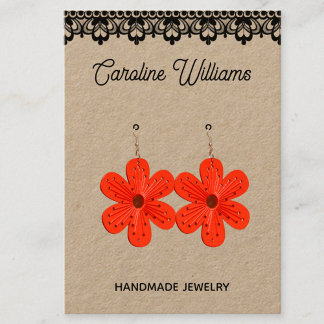 Rustikale Krawatte, handgefertigte Ohrringe Visitenkarte