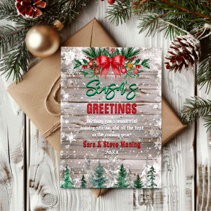 Rustikale Krawatte Roter Bogen Feiertag Weihnachte Feiertagskarte