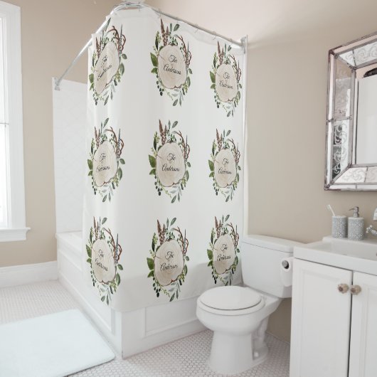 Rustikale Kreideholzscheibe Duschvorhang (Beispiel)