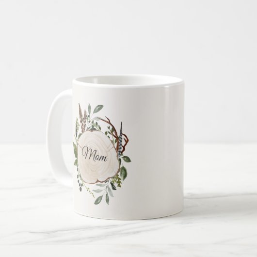 Rustikale Kreideholzscheibe Kaffeetasse (Vorderseite Links)