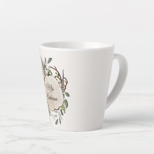 Rustikale Kreideholzscheibe Milchtasse (Rechte Ecke)