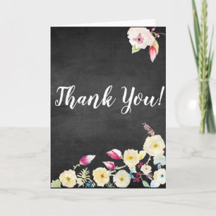 Rustikale Kreidetafel Vintage Blumenhochzeit Dankeskarte
