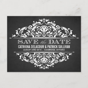 RUSTIKALE KREIDETAFEL VINTAGE SAVE-THE-DATE-POSTKA ANKÜNDIGUNGSPOSTKARTE
