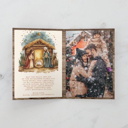 Rustikale Krippe Foto Collage Weihnachten (Innenseite)