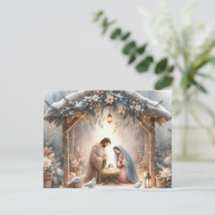 Rustikale Krippe mit Winter Florals Card Feiertagspostkarte