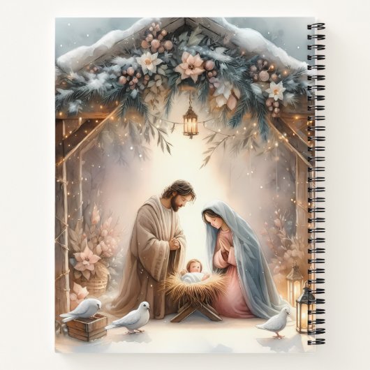 Rustikale Krippe mit Winter Florals Notizblock (Rückseite)