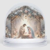 Rustikale Krippe mit Winter Florals Schneekugeln (Vorderseite)