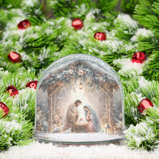 Rustikale Krippe mit Winter Florals Schneekugeln (Weihnachten)