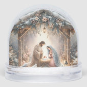 Rustikale Krippe mit Winter Florals Schneekugeln (Rückseite)